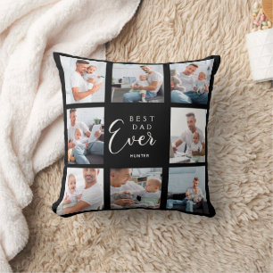 Father black photo collage cushion