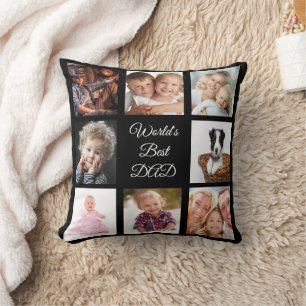 Father black photo collage cushion