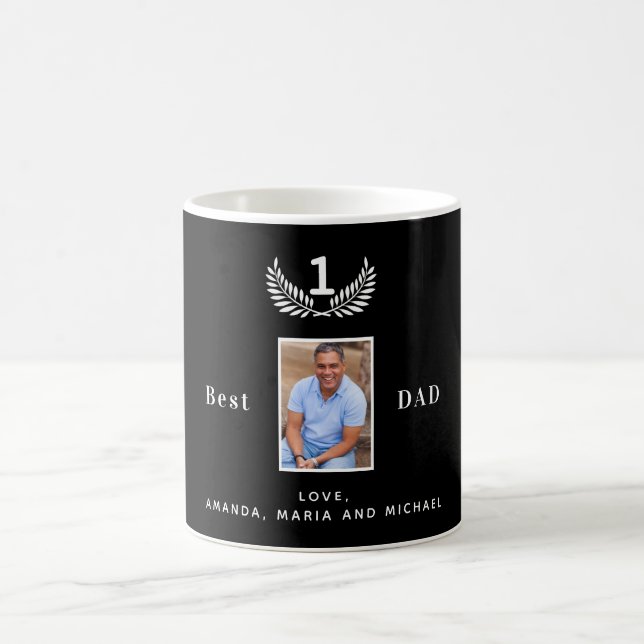 Father black white names photo coffee mug (Center)
