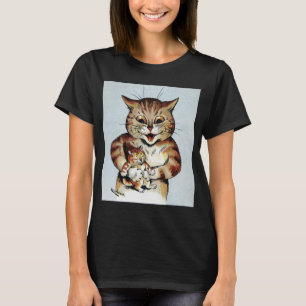 Father Cat Holding a Kitten, Louis Wain T-Shirt
