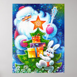 Father Christmas and bunny Poster