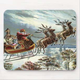 Father Christmas and his reindeer Mouse Mat