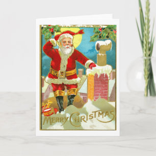 Father Christmas at a chimney Holiday Card