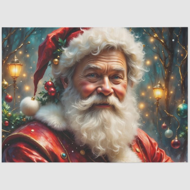 Father Christmas at the Lamplight Lane Decoupage  Tissue Paper (Front)