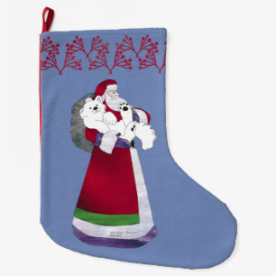 Father Christmas & Baby Samoyed Christmas Stocking