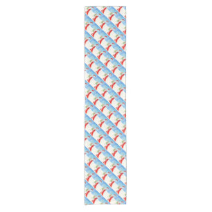 Father Christmas bearing gifts blue table runner