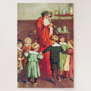 Father Christmas Blowing The Horn Jigsaw Puzzle