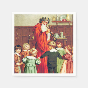 Father Christmas Blowing The Horn Napkin