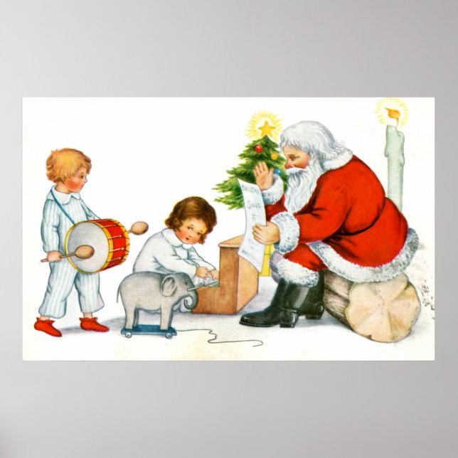 Father Christmas, children and toys Poster (Front)