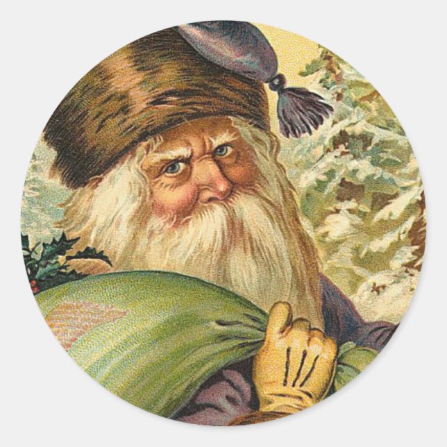 Father Christmas Classic Round Sticker (Front)