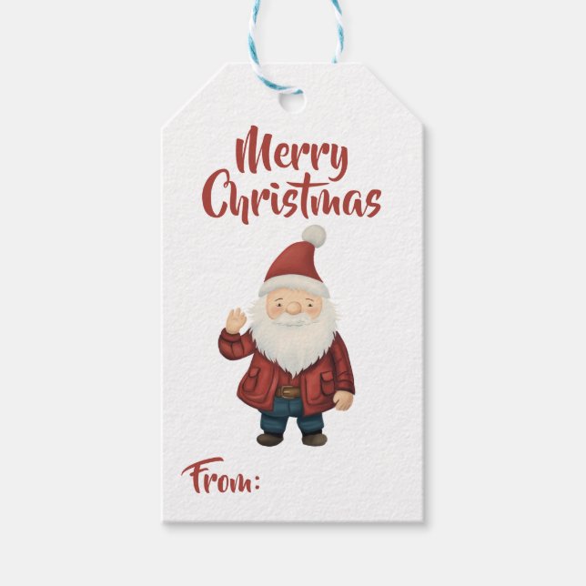 Father Christmas Gnome Merry Christmas Gift Tag (Front)