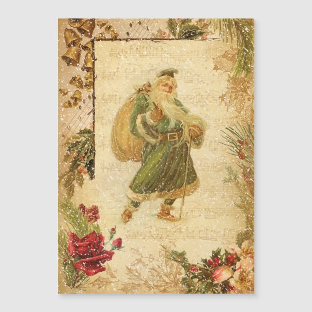 Father Christmas in Snow with Roses & Music (Front)