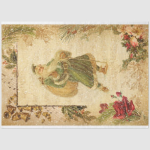 Father Christmas in Snow with Roses & Music Tissue Paper
