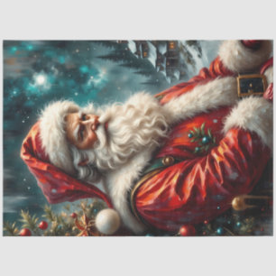 Father Christmas in Winter Sky Classic Santa Tissue Paper