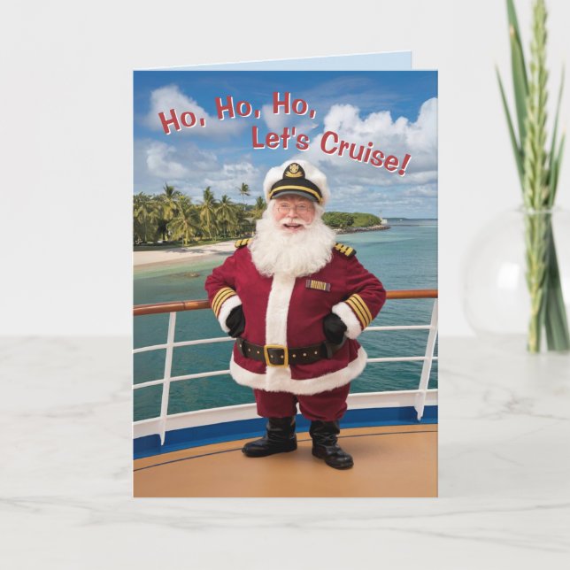 Father Christmas on a Cruise greetings Sea Thank You Card (Front)