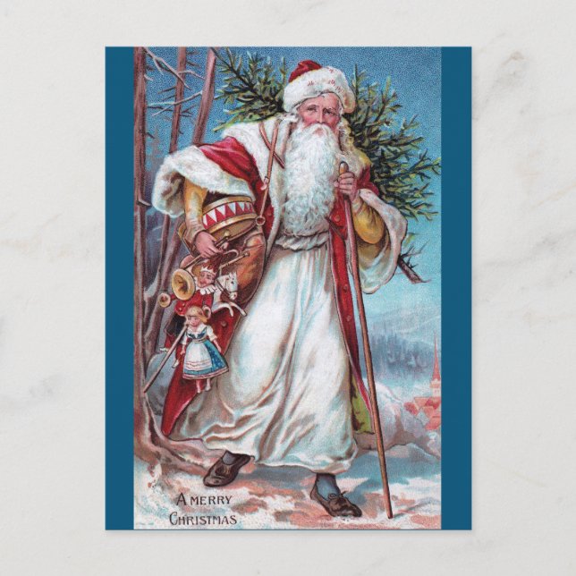 Father Christmas On His Way Holiday Postcard (Front)