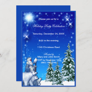 Father Christmas Polar Bears Christmas Invite