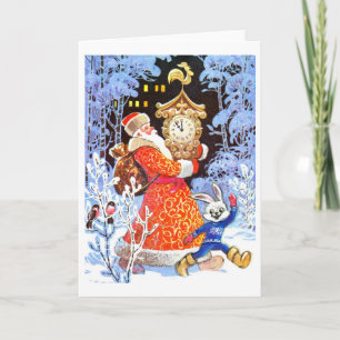 Father Christmas, Russian vintage scene Holiday Card