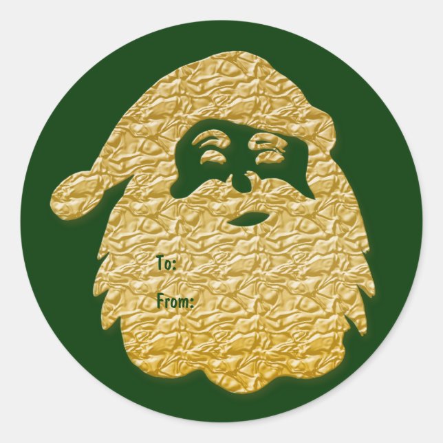 "Father Christmas" Santa Claus elegant gold Classic Round Sticker (Front)