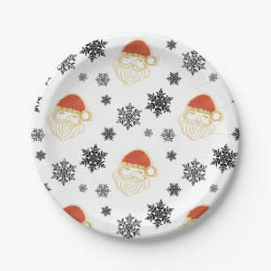 Father Christmas Santa Claus Snow Illustration Paper Plate
