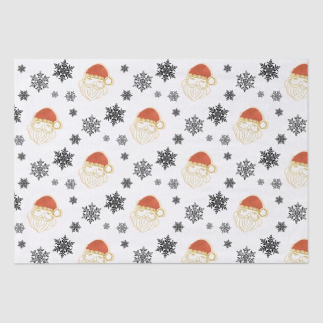 Father Christmas Santa Claus Snow Illustration  Tissue Paper (Front)
