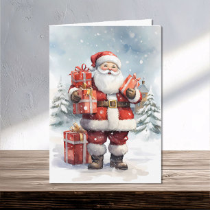 Father Christmas Santa Claus with Gifts Winter Card