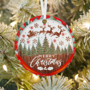 Father Christmas Sleigh Merry Christmas Metal Tree Decoration