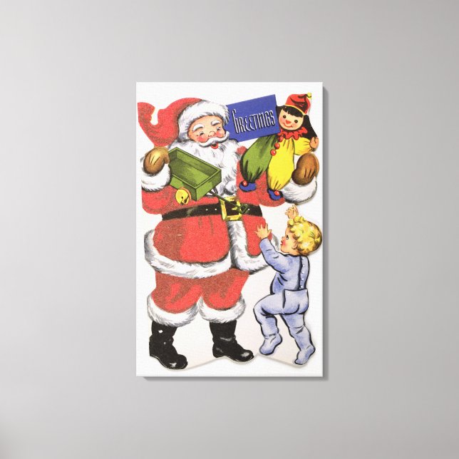 Father Christmas, Victorian Christmas card Canvas Print (Front)
