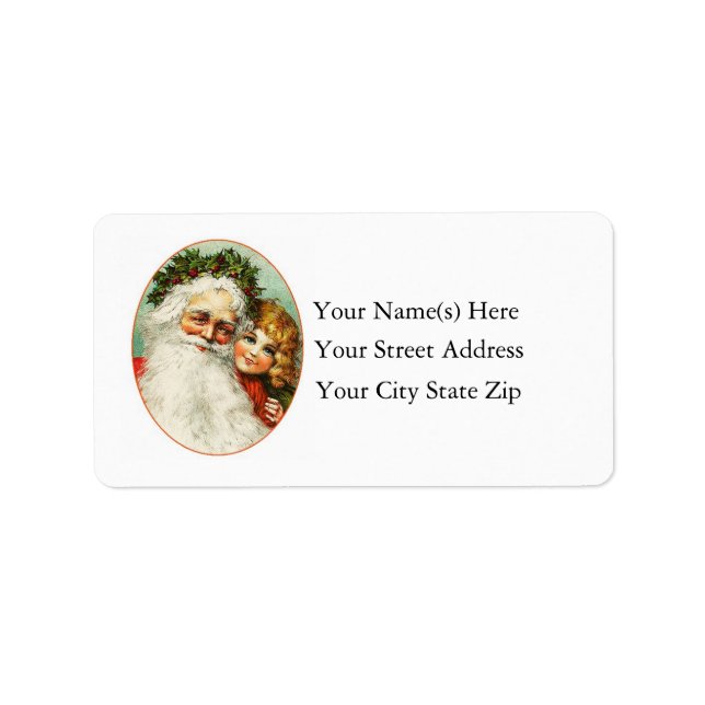 Father Christmas Vintage Address Label (Front)