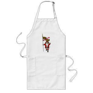 Father Christmas With Flag Of Maryland Long Apron