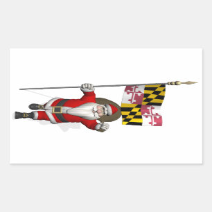 Father Christmas With Flag Of Maryland Rectangular Sticker