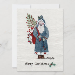 Father Christmas with Tree wishes Merry Christmas Holiday Card