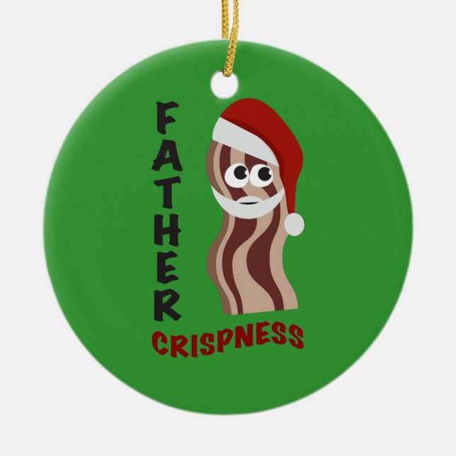 Father Crispness! Bacon Ceramic Tree Decoration (Front)
