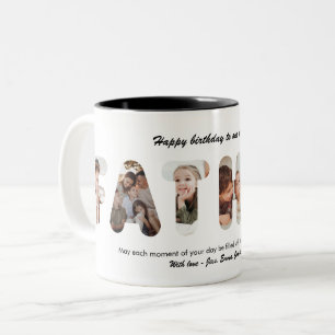 Father Custom Photo Collage Personalized Dad Two-Tone Coffee Mug
