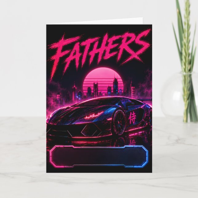 Father Cyberpunk Car Greeting Card (Front)