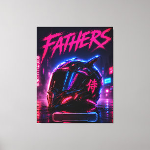 Father Cyberpunk Rider Helmet Canvas Print