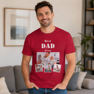 Father dad best photo collage red T-Shirt