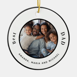 Father dad black white names photo modern ceramic tree decoration