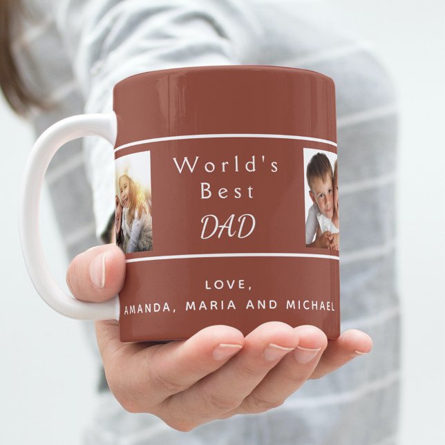 Father dad family photo collage brown coffee mug (Creator Uploaded)