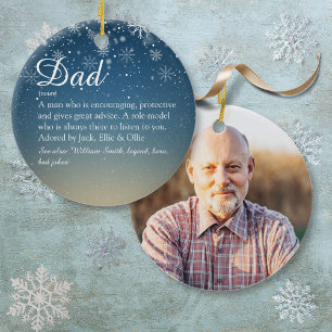Father Dad Papa Definition Christmas Photo Ceramic Tree Decoration