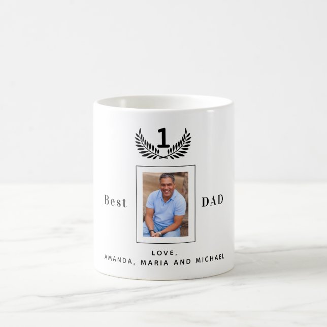 Father dad photo black white names coffee mug (Center)