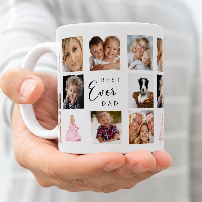 Father dad photo collage white black coffee mug (Creator Uploaded)