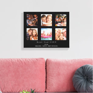 Father dad photo family collage black canvas print