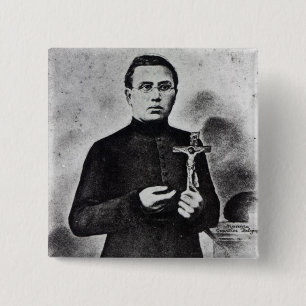 Father Damien 15 Cm Square Badge