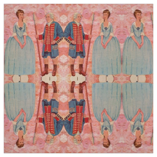 Father & Daughter Colonial Paper Doll Fabric (Swatch)