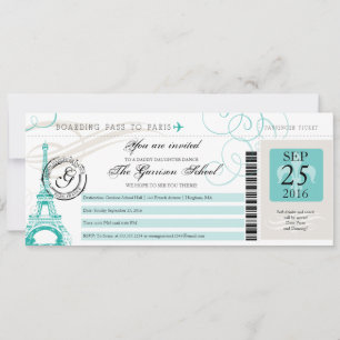 Father Daughter Dance Paris Boarding Pass Invitation