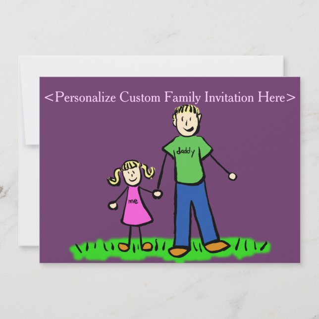 Father Daughter Family Art Custom Invitation (Front)