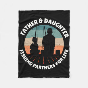 Father Daughter Fishing Partners For Life Dad Girl Fleece Blanket