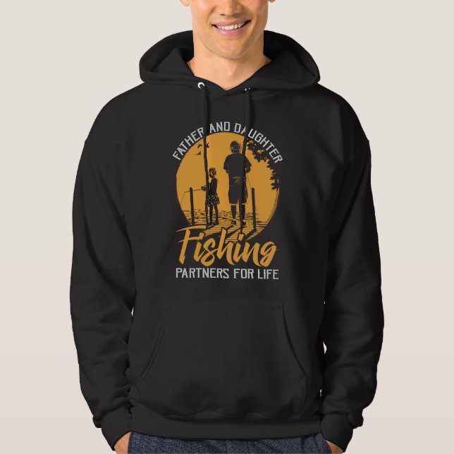 father daughter fishing partners quote vintage hoodie (Front)