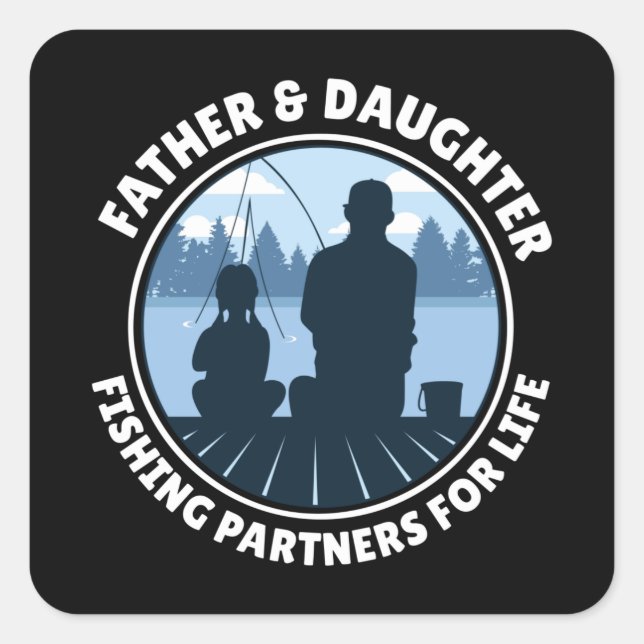 Father & Daughter Fishing Square Sticker (Front)